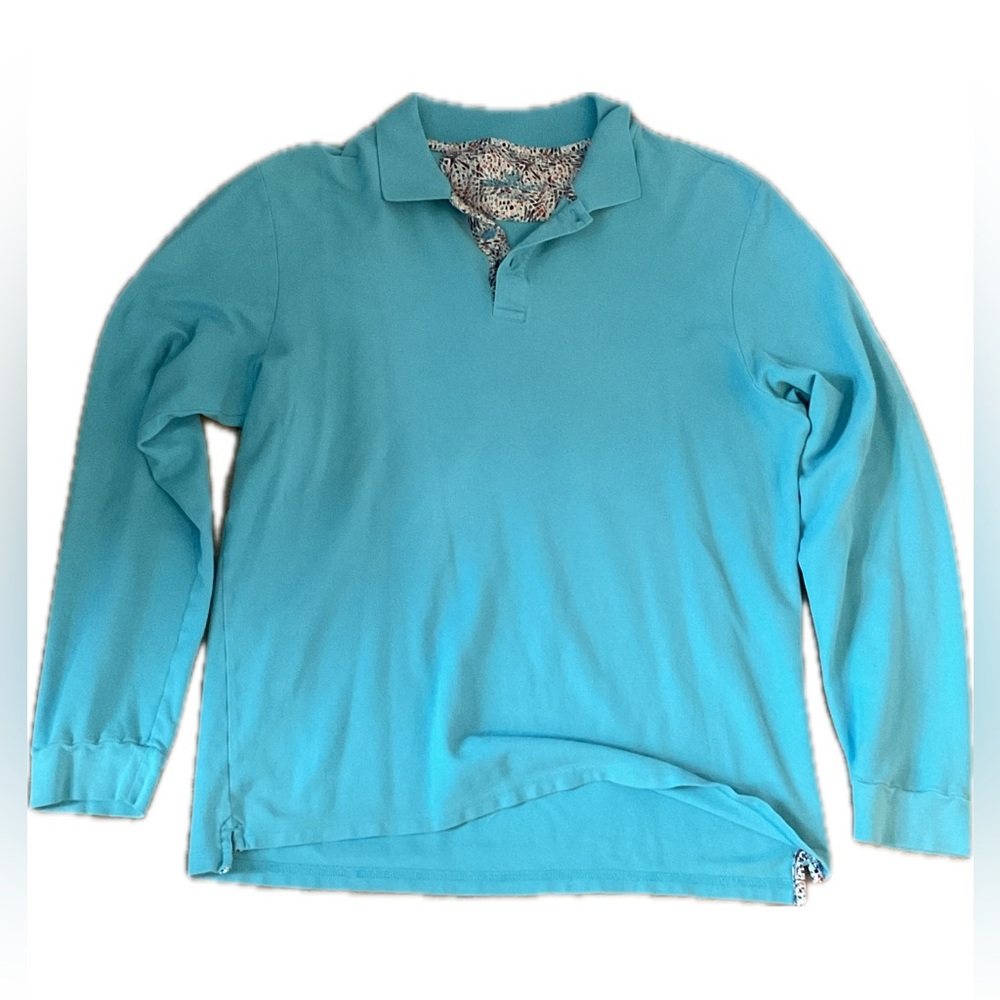 ***Bertigo Stylish Turquoise Long Sleeve Polo Shirt